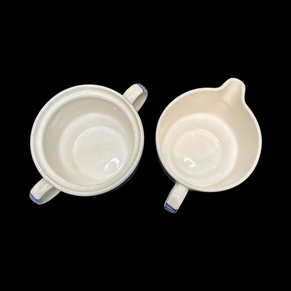 Blue Willow Sugar Bowl No Lid and Creamer Vintage Unmarked - Picture 4 of 10